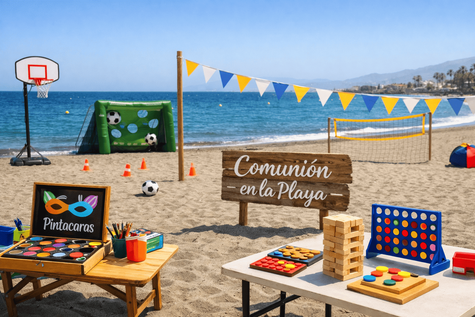 pintacaras en comunión en la playa Málaga